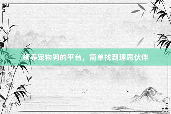 领养宠物狗的平台，简单找到理思伙伴