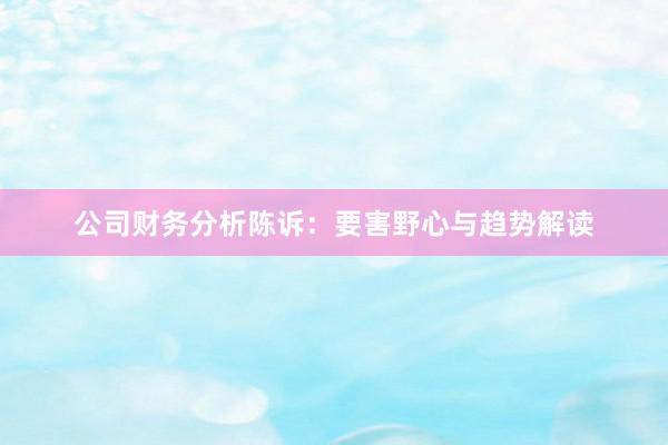 公司财务分析陈诉：要害野心与趋势解读
